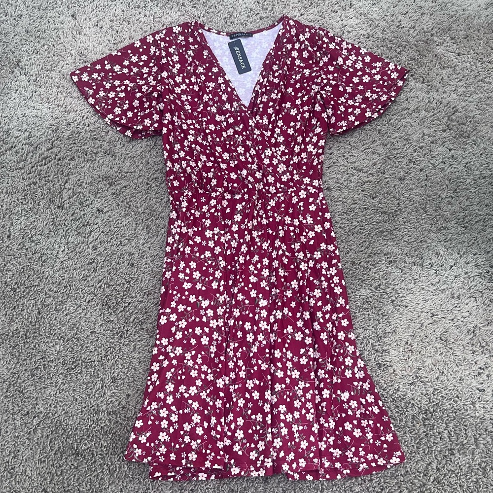 Fensace Floral Dress in Red and White